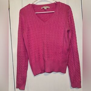 Tommy Hilfiger V-Neck Sweater in Vibrant Pink